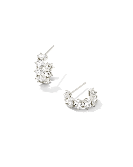 Kendra Scott Women - Accessories - Earrings Cailin Silver Crystal Huggie Earrings in White Crystal | Kendra Scott