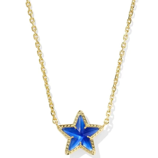 Kendra Scott Women - Accessories - Earrings Cassidy Gold Short Pendant Necklace Cobalt Illusion| Kendra Scott