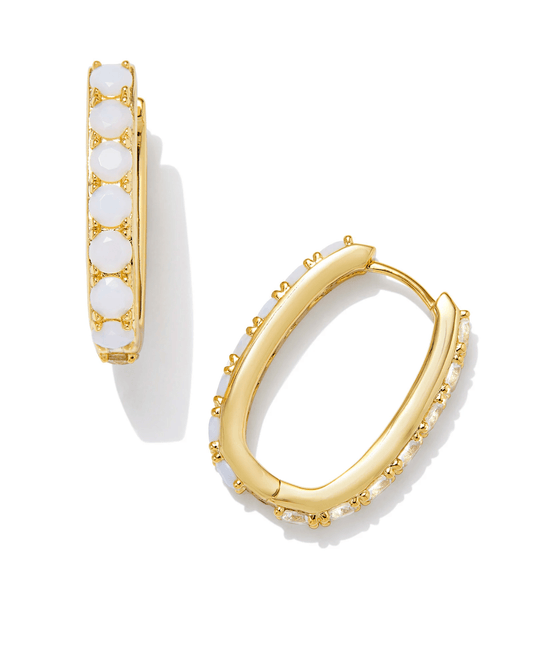 Kendra Scott Women - Accessories - Earrings Chandler Gold Hoop Earrings in White Opalite Mix | Kendra Scott