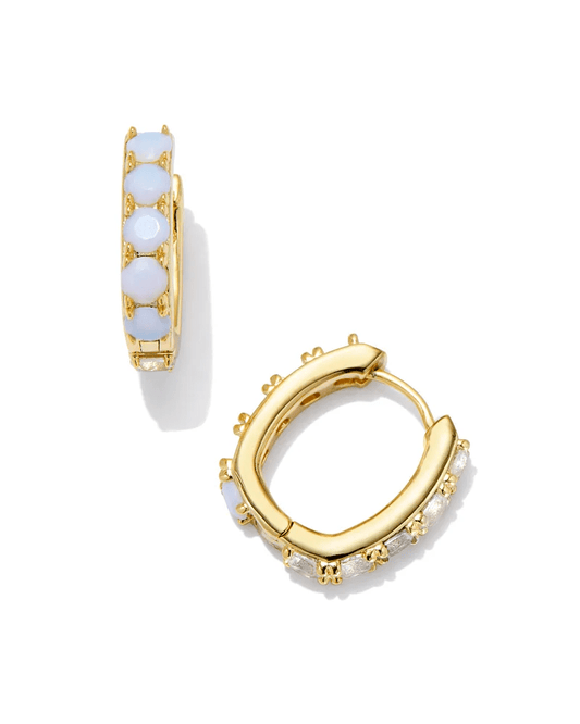 Kendra Scott Women - Accessories - Earrings Chandler Gold Huggie Earrings in White Opalite Mix | Kendra Scott