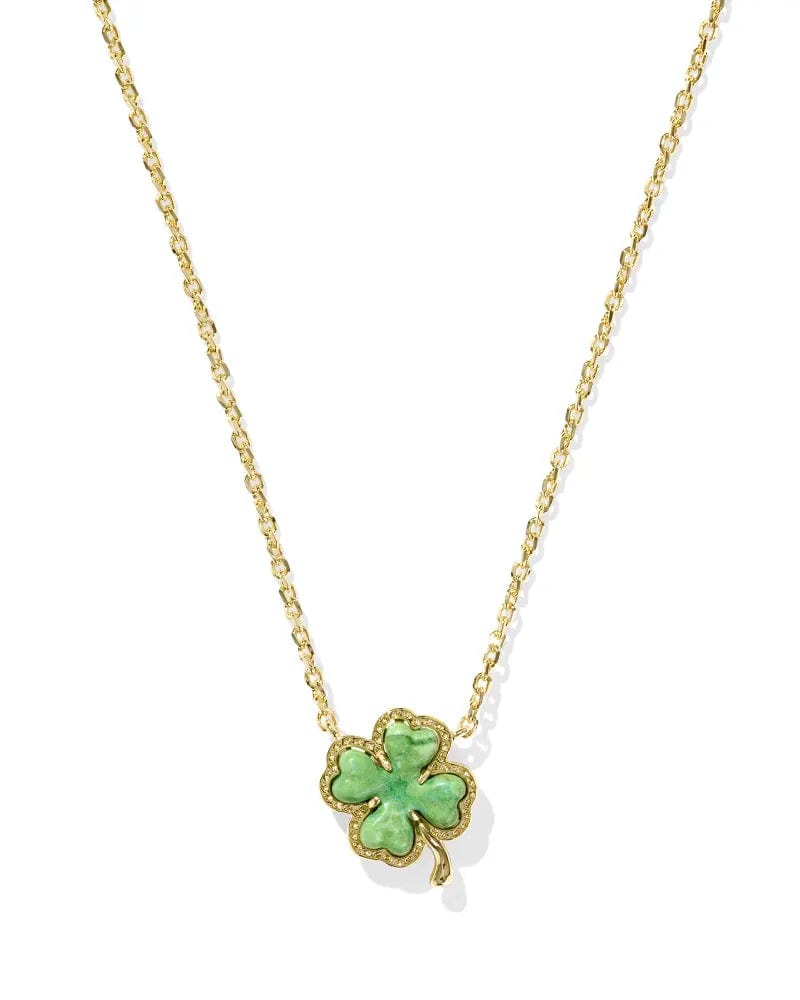 Kendra Scott Women - Accessories - Earrings CLOVER SHORT PENDANT NECKLACE GOLD LIME GREEN MAGNESITE | Kendra Scott