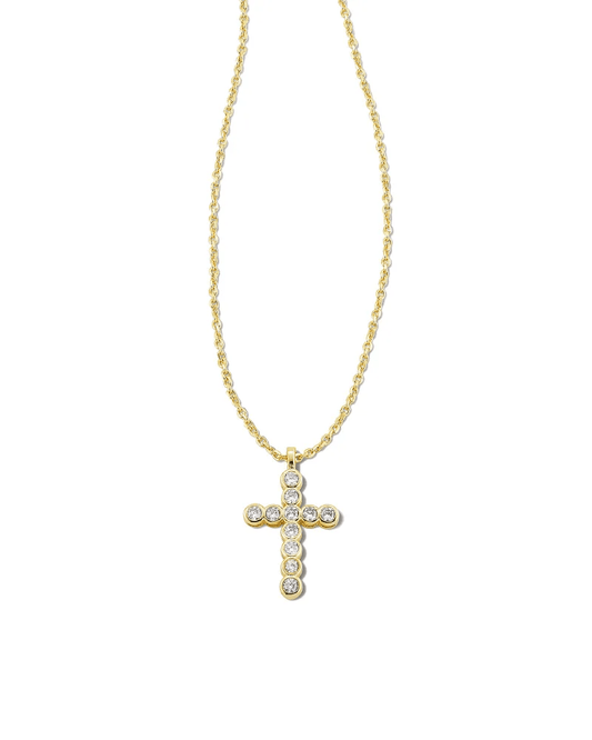 Kendra Scott Women - Accessories - Earrings Cross Gold Pendant Necklace in White Crystal | Kendra Scott