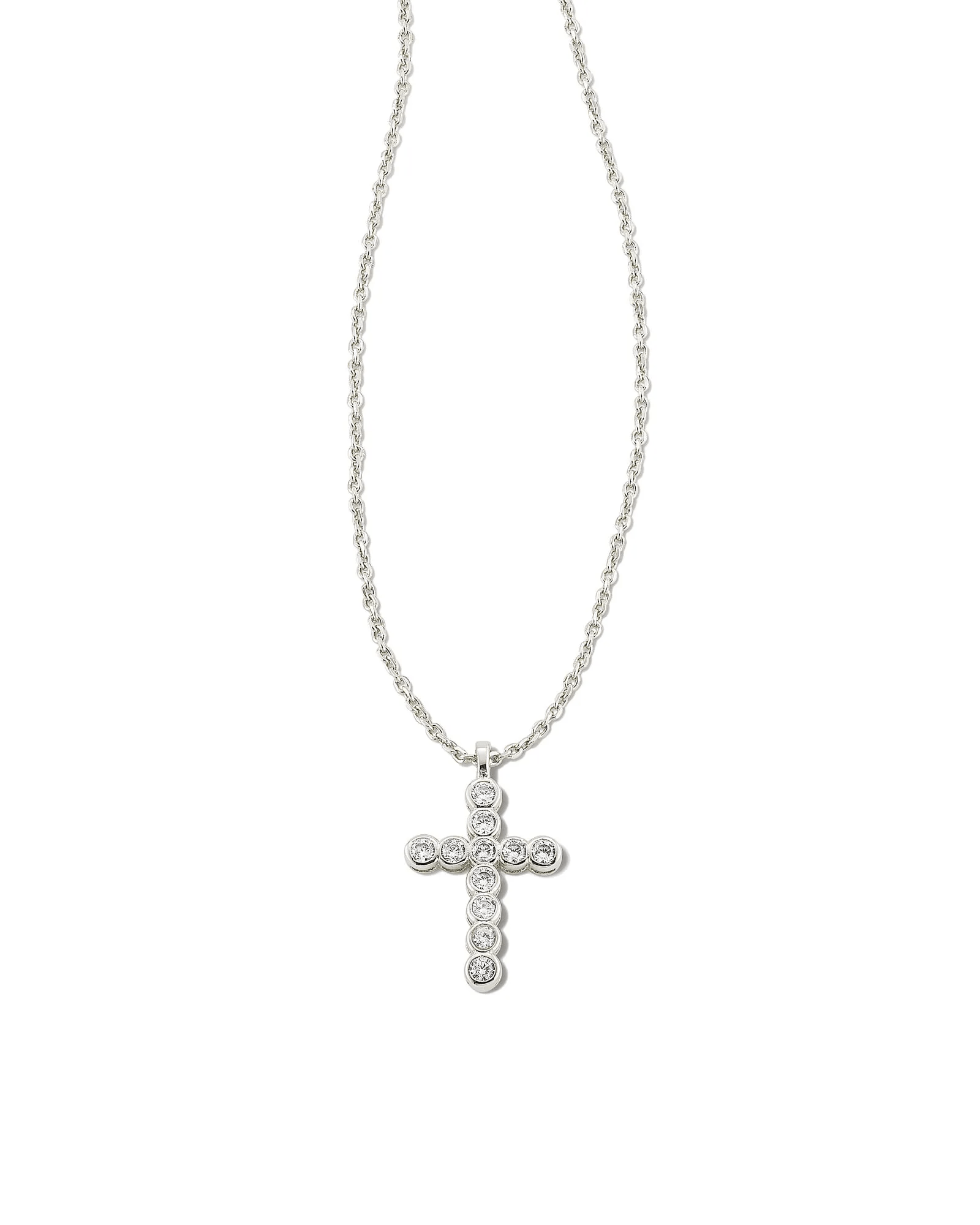 Kendra Scott Women - Accessories - Earrings Cross Silver Pendant Necklace in White Crystal | Kendra Scott