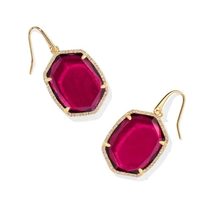 Kendra Scott Women - Accessories - Earrings Daphne Gold Pave Frame Drop Earrings in Berry Mica  | Kendra Scott