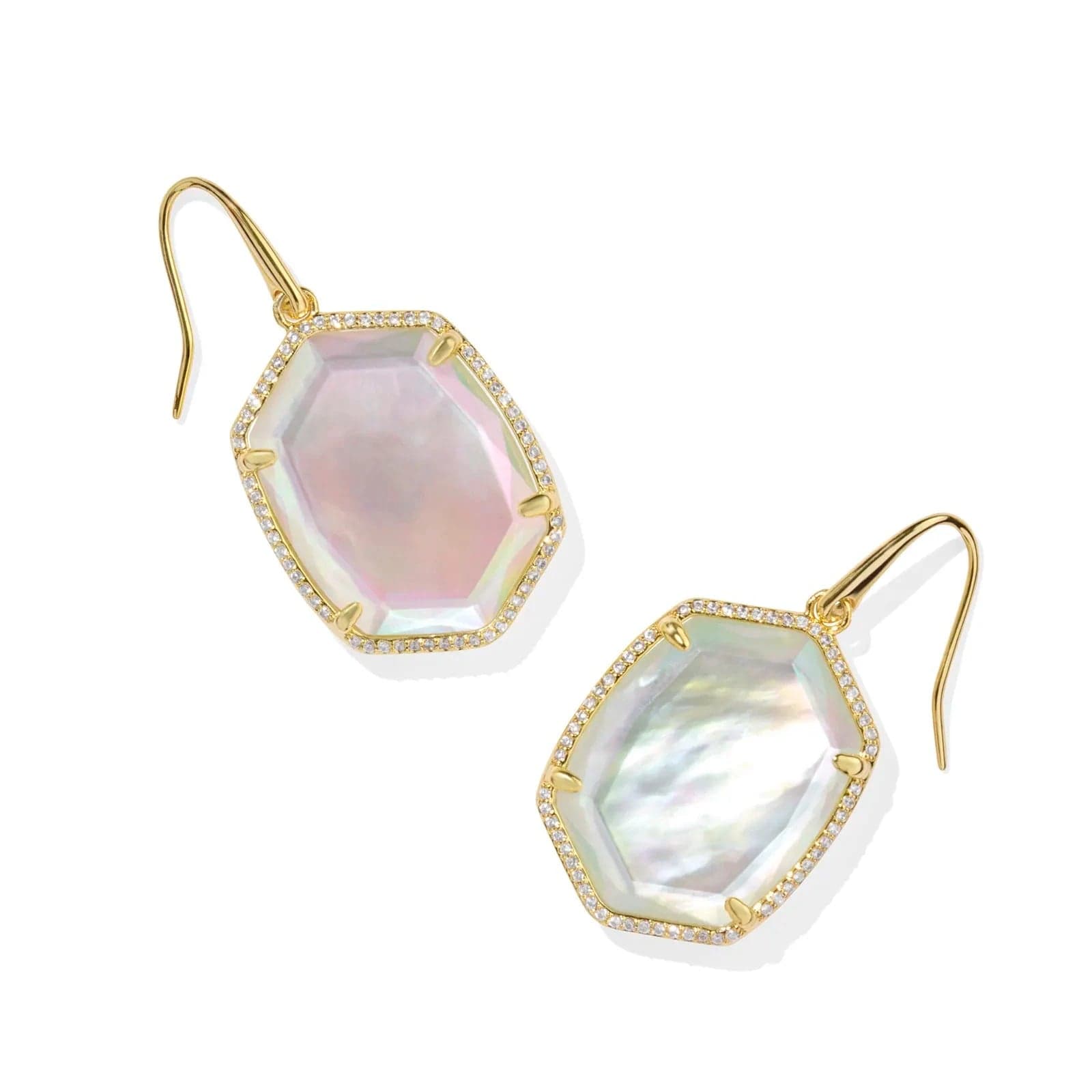 Kendra Scott Women - Accessories - Earrings Daphne Gold Pave Frame Drop Earrings in Iridescent Ivory Illusion | Kendra Scott