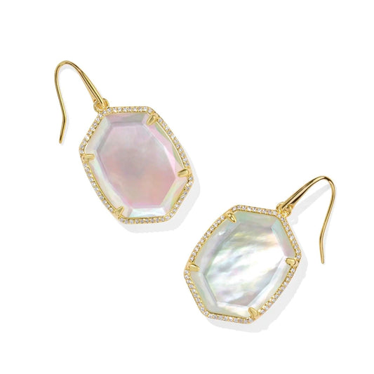 Kendra Scott Women - Accessories - Earrings Daphne Gold Pave Frame Drop Earrings in Iridescent Ivory Illusion | Kendra Scott