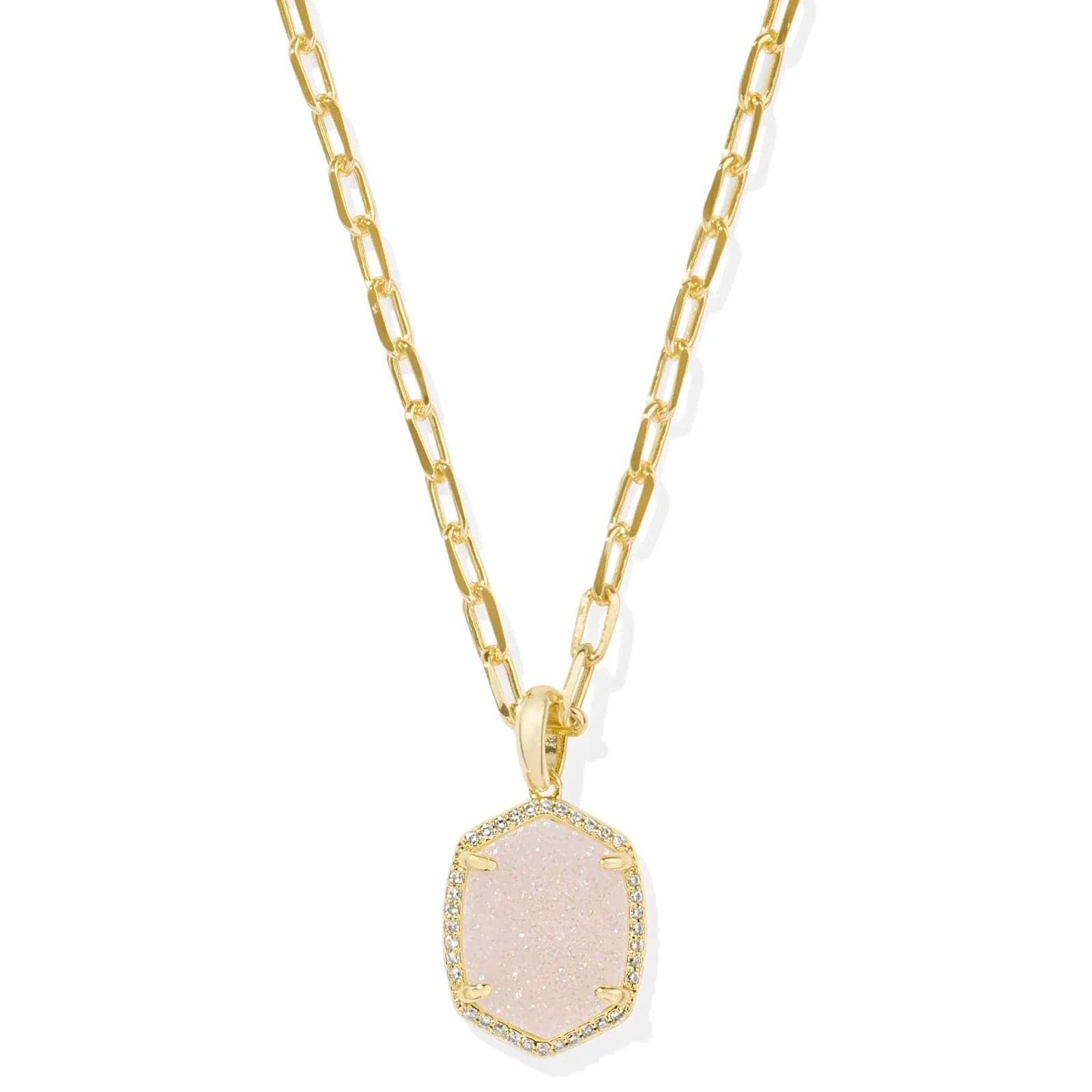 Kendra Scott Women - Accessories - Earrings Daphne Gold Pave Frame Short Pendant Necklace in Iridescent  | Kendra Scott