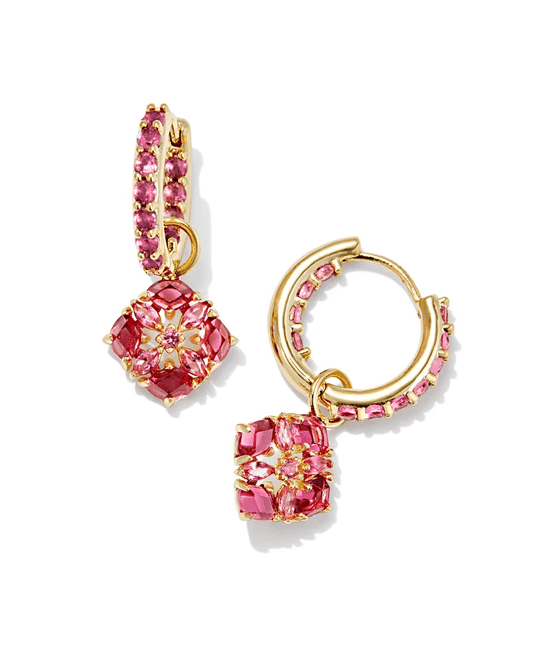 Kendra Scott Women - Accessories - Earrings Dira Convertible Gold Crystal Huggie Earrings in Pink Mix | Kendra Scott