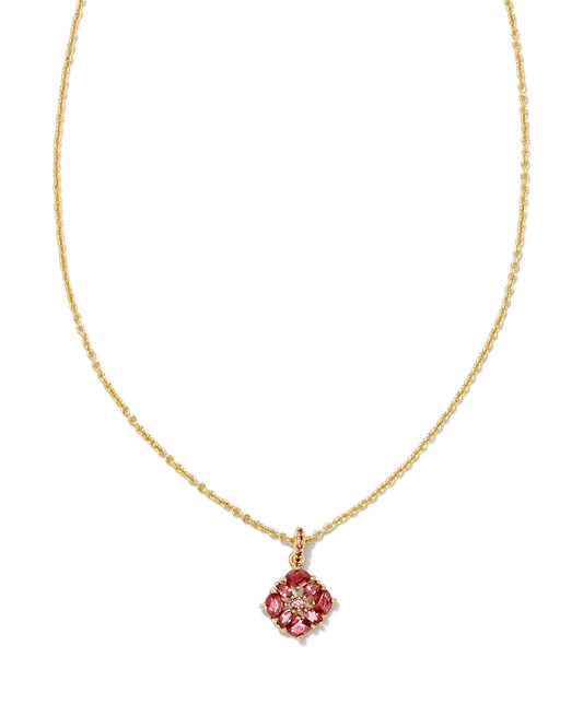 Kendra Scott Women - Accessories - Earrings Dira Gold Crystal Short Pendant Necklace in Pink Mix | Kendra Scott
