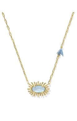 Kendra Scott Women - Accessories - Earrings ELISA BIRD SHORT PENDANT NECKLACE GOLD SKY BLUE MOTHER OF PEARL | Kendra Scott