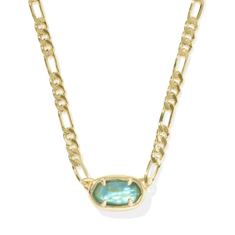 Kendra Scott Women - Accessories - Earrings Elisa Gold Figaro Chain Short Pendant Necklace Deep Aqua Illusion| Kendra Scott