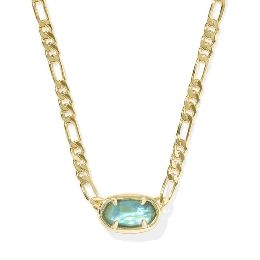 Kendra Scott Women - Accessories - Earrings Elisa Gold Figaro Chain Short Pendant Necklace Deep Aqua Illusion| Kendra Scott