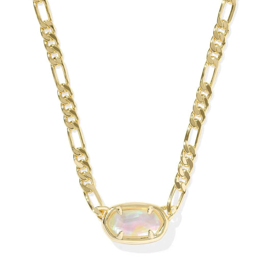 Kendra Scott Women - Accessories - Earrings Elisa Gold Figaro Chain Short Pendant Necklace Iridescent Abalone| Kendra Scott