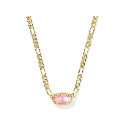 Kendra Scott Women - Accessories - Earrings Elisa Gold Figaro Chain Short Pendant Necklace Pink Iridescent Mother of Pearl| Kendra Scott
