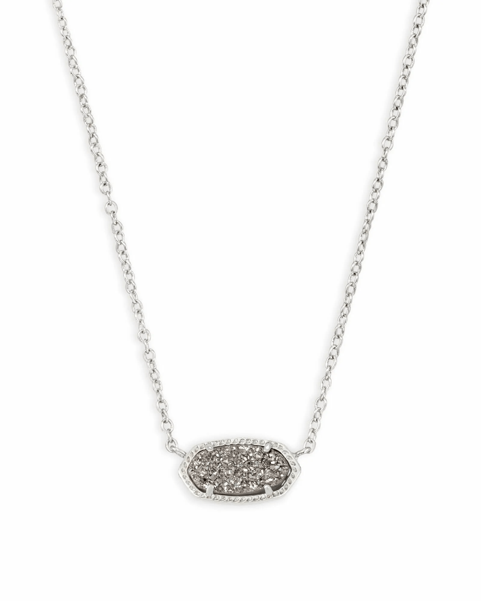 Kendra Scott Women - Accessories - Earrings Elisa Silver Pendant Necklace in Platinum Drusy | Kendra Scott