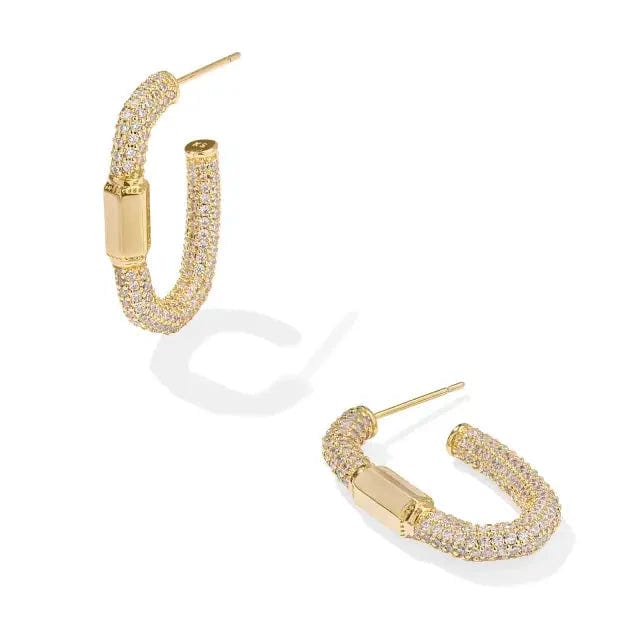 Kendra Scott Women - Accessories - Earrings Emery Gold Hoop Earrings in White Crystal | Kendra Scott