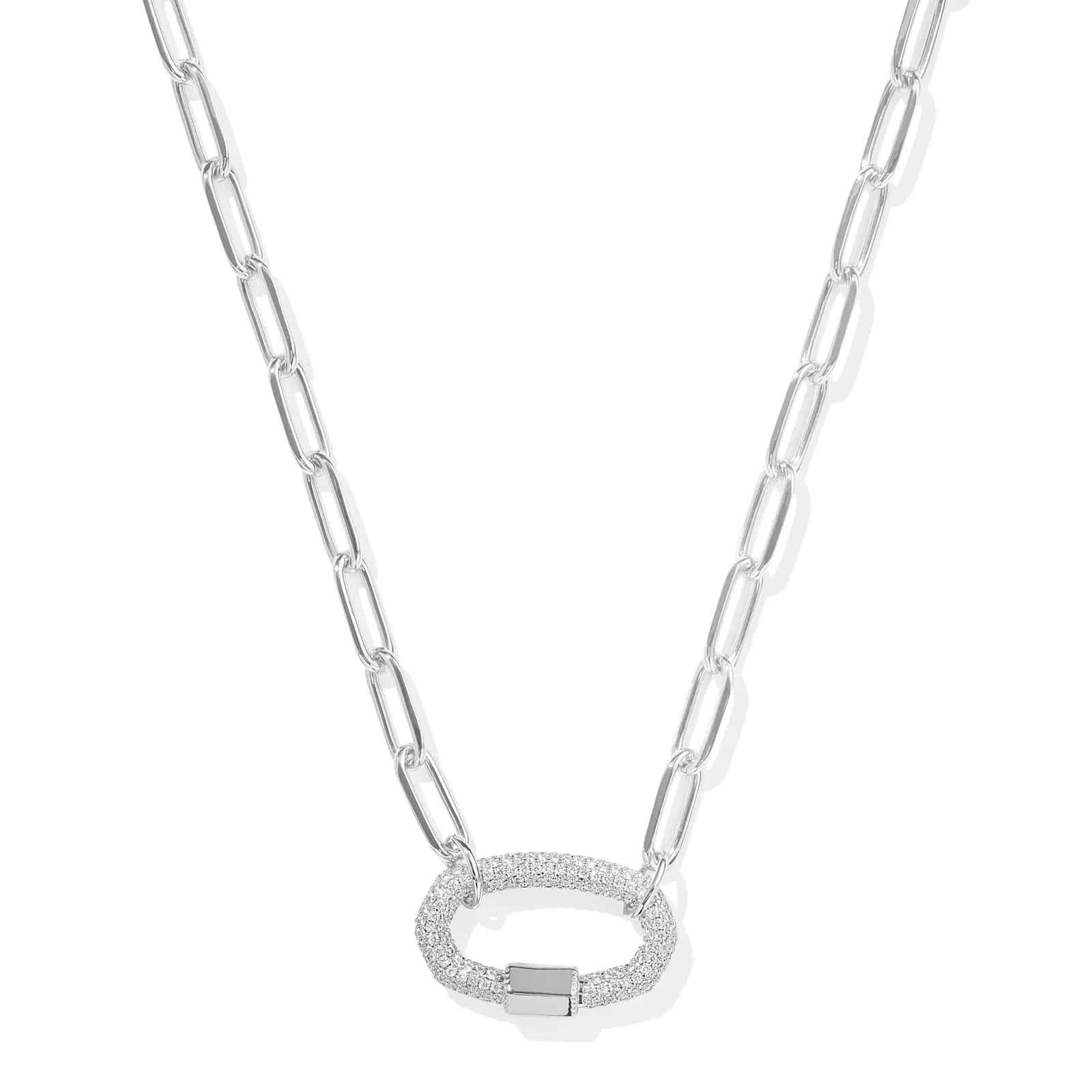 Kendra Scott Women - Accessories - Earrings Emery Silver Link and Chain Necklace in White Crystal | Kendra Scott