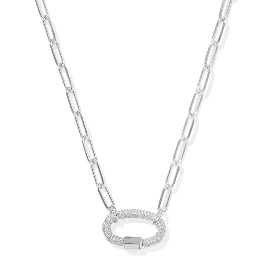 Kendra Scott Women - Accessories - Earrings Emery Silver Link and Chain Necklace in White Crystal | Kendra Scott