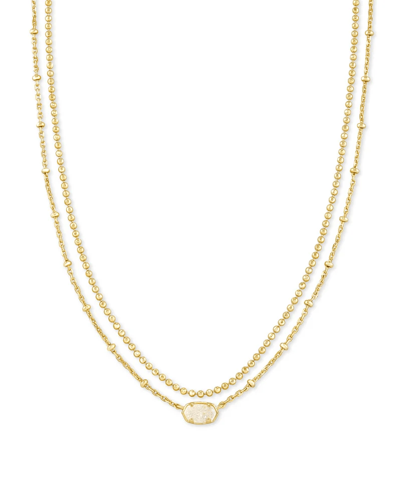 Kendra Scott Women - Accessories - Earrings Emilie Gold Multi Strand Necklace in Iridescent Drusy | Kendra Scott