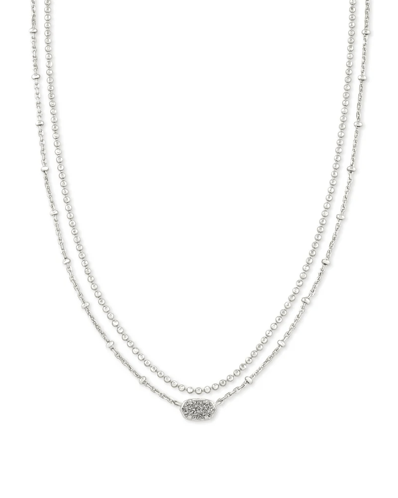 Kendra Scott Women - Accessories - Earrings Emilie Silver Multi Strand Necklace in Platinum Drusy | Kendra Scott