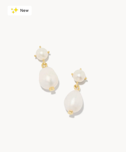 Kendra Scott Women - Accessories - Earrings Eve Drop Ear Gold White Pearl | Kendra Scott