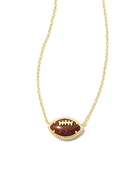 Kendra Scott Women - Accessories - Earrings Football Gold Short Pendant Necklace in Orange Goldstone | Kendra Scott
