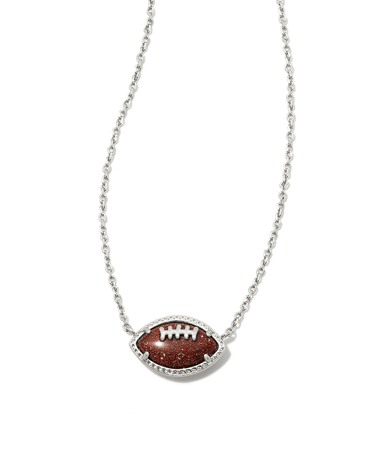 Kendra Scott Women - Accessories - Earrings Football Silver Short Pendant Necklace in Orange Goldstone | Kendra Scott