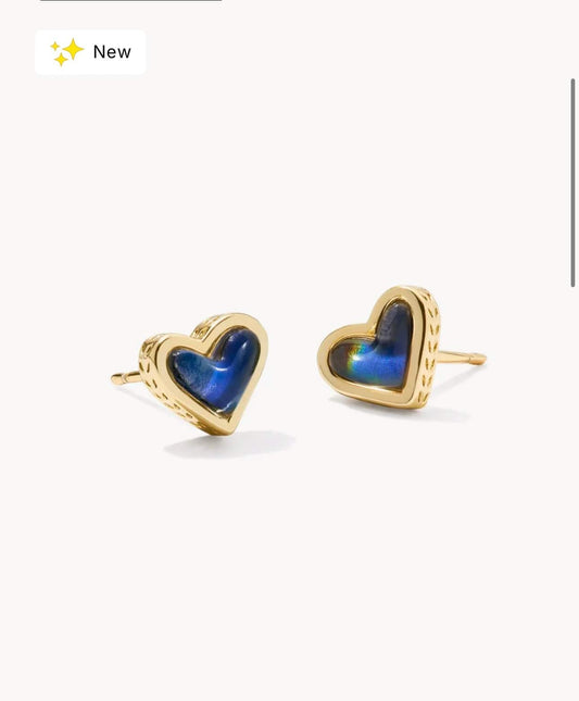 Kendra Scott Women - Accessories - Earrings FRMD Ari Heart Stud Earring Gold Mood Stone| Kendra Scott