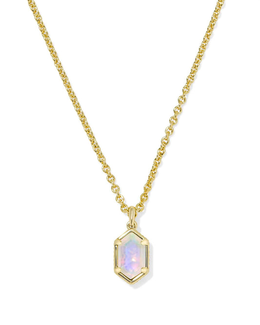 Kendra Scott Women - Accessories - Earrings HALLIE SHORT PENDANT NECKLACE GOLD OPALITE ILLUSION | Kendra Scott