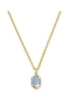 Kendra Scott Women - Accessories - Earrings HALLIE SHORT PENDANT NECKLACE GOLD SKY BLUE MOTHER OF PEARL | Kendra Scott