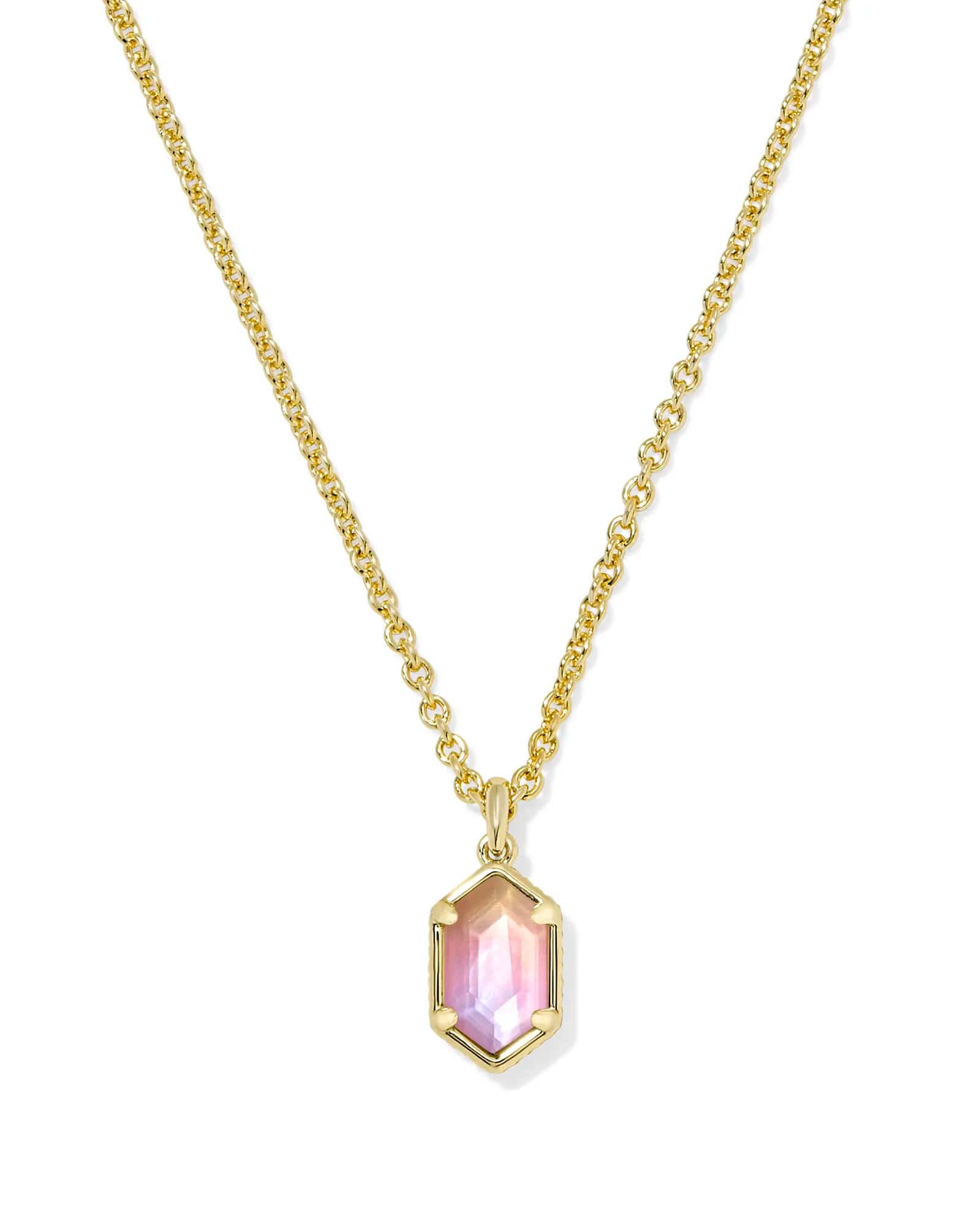 Kendra Scott Women - Accessories - Earrings HALLIE SHORT PENDANT NECKLACE GOLD SUNRISE WATERCOLOR ILLUSION | Kendra Scott
