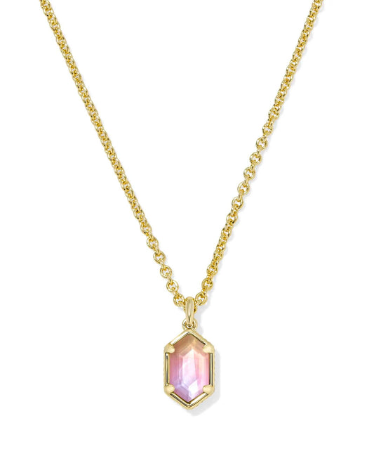 Kendra Scott Women - Accessories - Earrings HALLIE SHORT PENDANT NECKLACE GOLD SUNRISE WATERCOLOR ILLUSION | Kendra Scott