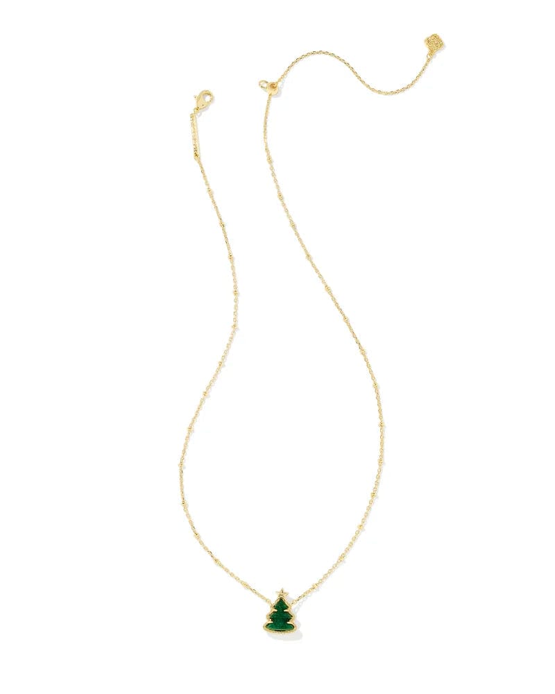 Kendra Scott Women - Accessories - Earrings Kendra Scott Holiday Tree Gold Short Pendant Necklace in Green Quartzite