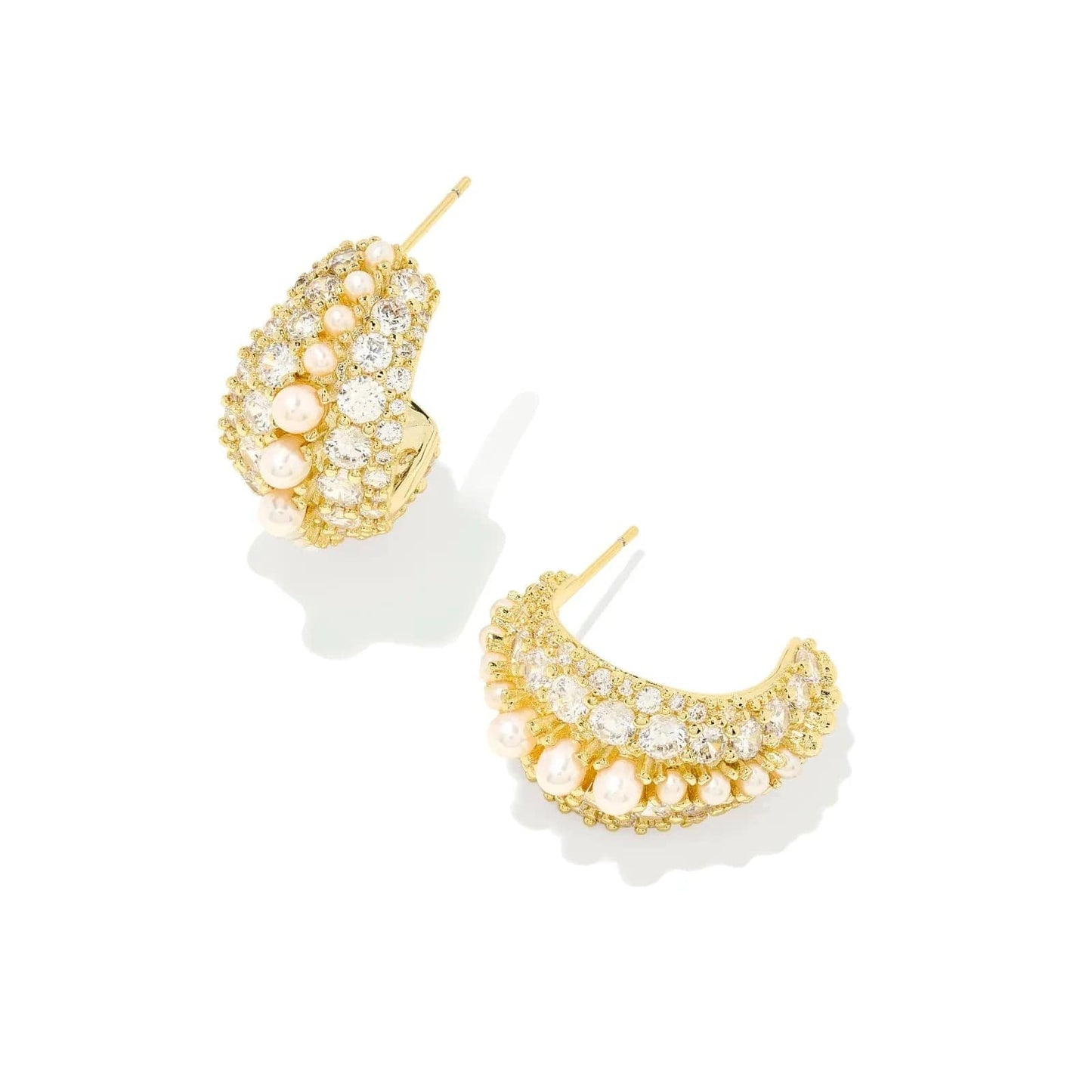 Kendra Scott Women - Accessories - Earrings Krista Gold Hoop Earrings in White Mix | Kendra Scott