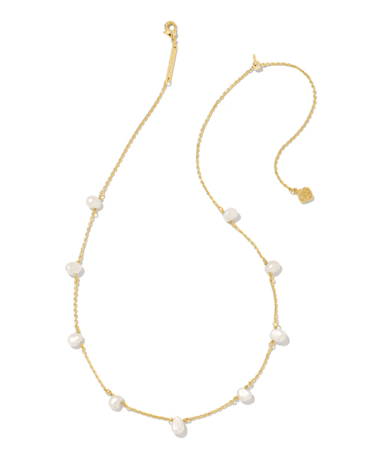 Kendra Scott Women - Accessories - Earrings Leighton Gold Pearl Strand Necklace in White Pearl | Kendra Scott