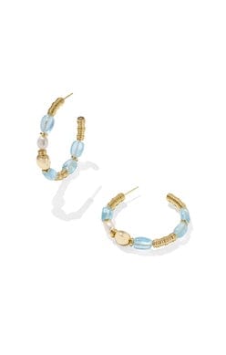 Kendra Scott Women - Accessories - Earrings MELODY BEADED HOOP EARRINGS GOLD AQUAMARINE | Kendra Scott