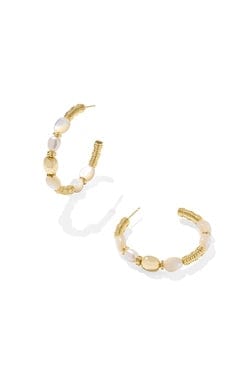 Kendra Scott Women - Accessories - Earrings MELODY BEADED HOOP EARRINGS GOLD IVORY MOTHER OF PEARL | Kendra Scott