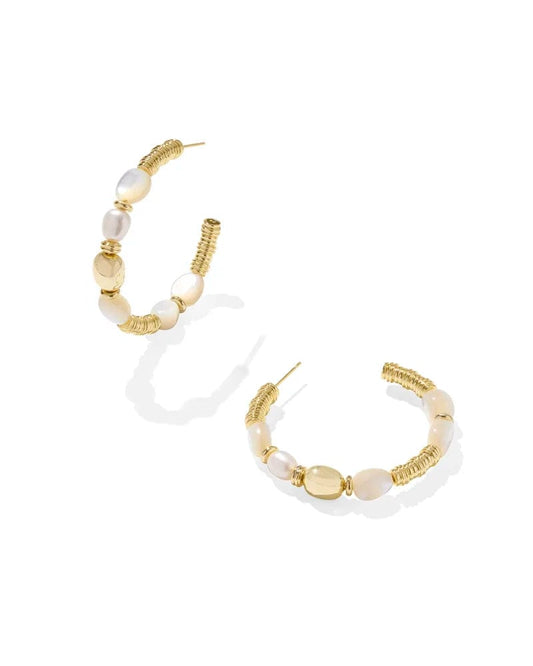 Kendra Scott Women - Accessories - Earrings MELODY BEADED HOOP EARRINGS GOLD IVORY MOTHER OF PEARL | Kendra Scott