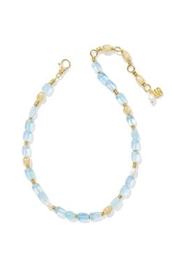 Kendra Scott Women - Accessories - Earrings MELODY BEADED STRAND NECKLACE GOLD AQUAMARINE | Kendra Scott