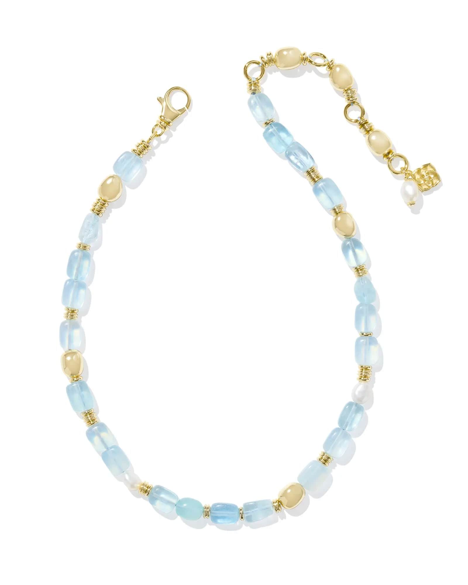 Kendra Scott Women - Accessories - Earrings MELODY BEADED STRAND NECKLACE GOLD AQUAMARINE | Kendra Scott