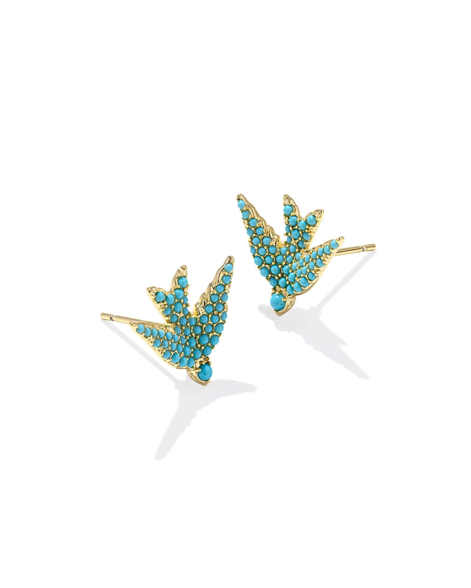 Kendra Scott Women - Accessories - Earrings MELODY BIRD STUD EARRINGS GOLD TEAL CRYSTAL| Kendra Scott