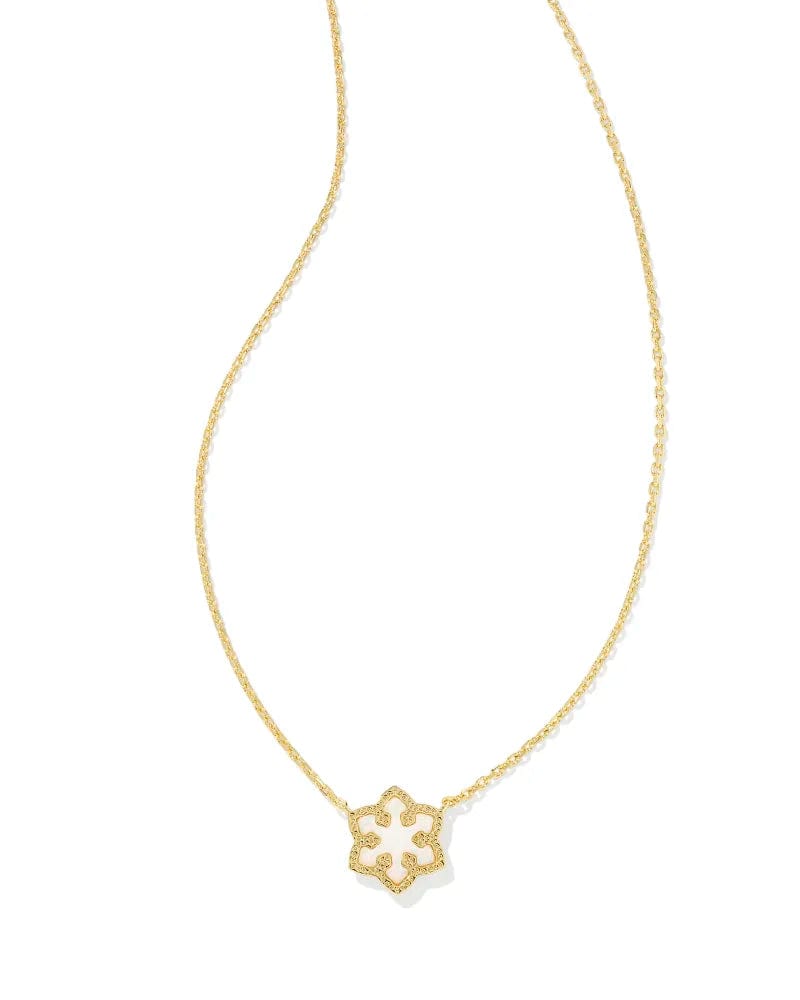 Kendra Scott Women - Accessories - Earrings Snowflake Gold Short Pendant Necklace in White Kyocera Opal  | Kendra Scott