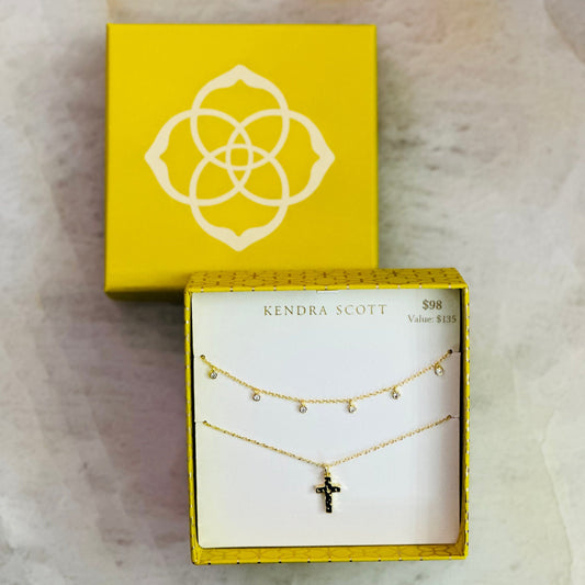 Kendra Scott Women - Accessories - Necklace Amelia Cross Necklace Gift Set In Gold White Crystal | Kendra Scott