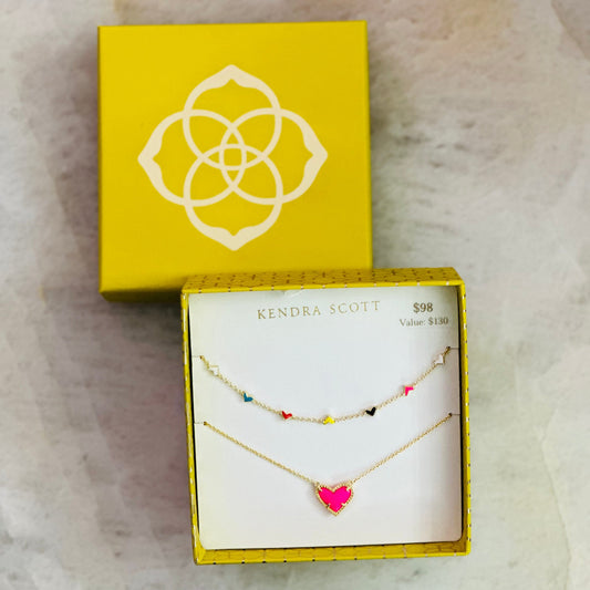 Kendra Scott Women - Accessories - Necklace Ari Haven Heart Necklace Gift Set In Gold Neon Pink | Kendra Scott