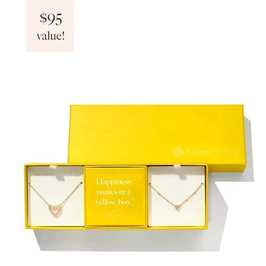 Kendra Scott Women - Accessories - Necklace Ari Heart Gold Gift Set of 2 in Rose Quartz | Kendra Scott