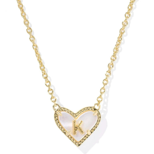 Kendra Scott Women - Accessories - Necklace Ari Heart Letter K Gold Short Pendant Necklace| Kendra Scott