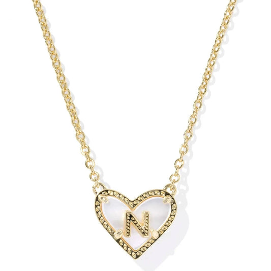 Kendra Scott Women - Accessories - Necklace Ari Heart Letter N Gold Short Pendant Necklace| Kendra Scott