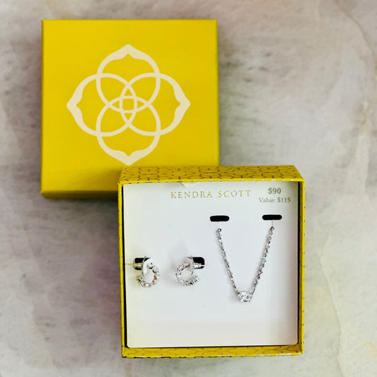 Kendra Scott Women - Accessories - Necklace Cailin Crystal Gift Set In Silver White Crystal | Kendra Scott