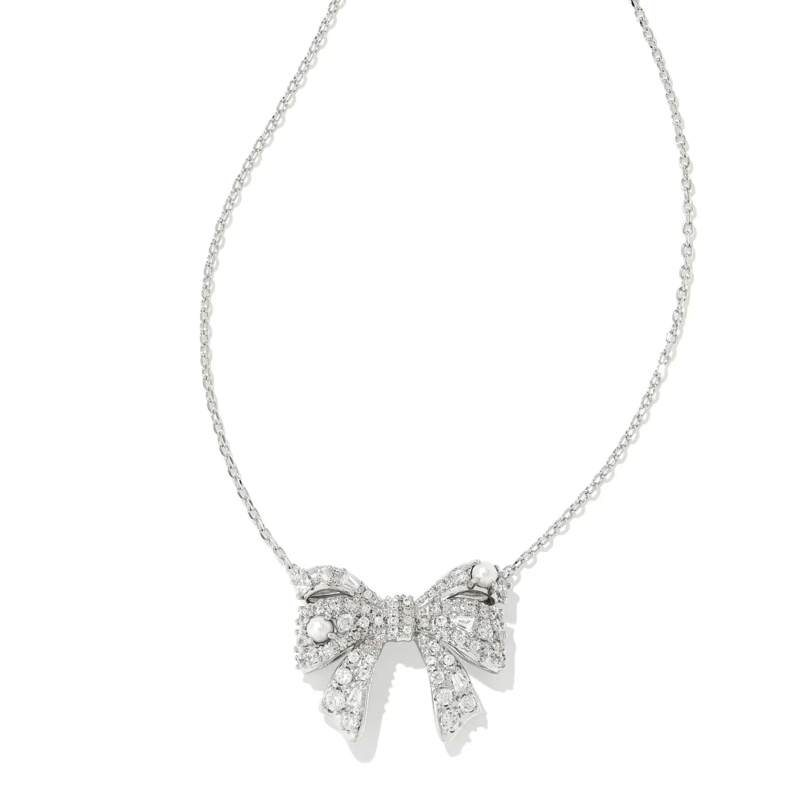 Kendra Scott Women - Accessories - Necklace Krista Silver Bow Short Pendant Necklace in White Mix  | Kendra Scott