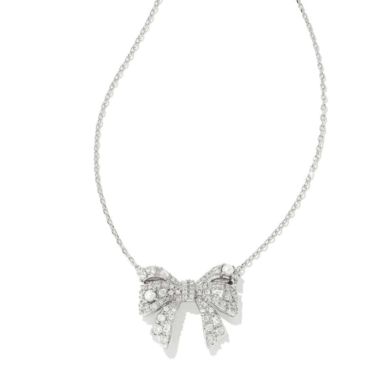 Kendra Scott Women - Accessories - Necklace Krista Silver Bow Short Pendant Necklace in White Mix  | Kendra Scott